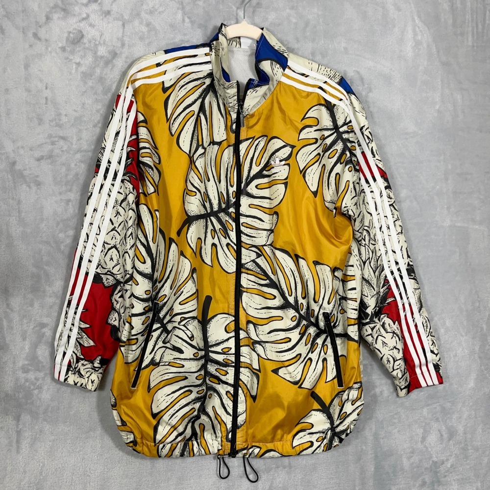 Adidas x Farm Rio Womens Track Jacket M Tropical Leaf Print Windbreaker Retro